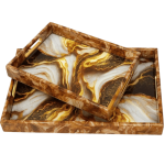 سینی دکوراتیو رزینی مدل “ماربل گلد